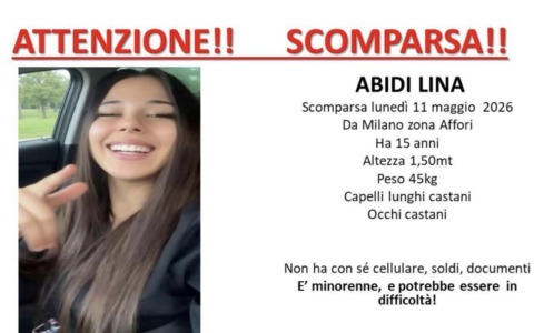 Ricerche in corso per Lina Abidi, 15enne scomparsa da Milano l’11 maggio
